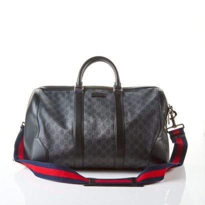 Gucci, Black GG Supreme Canvas Weekender Bag