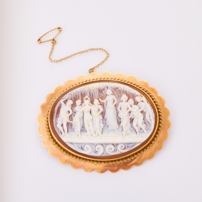9ct Rose Gold, Large Handcarved Shell Cameo