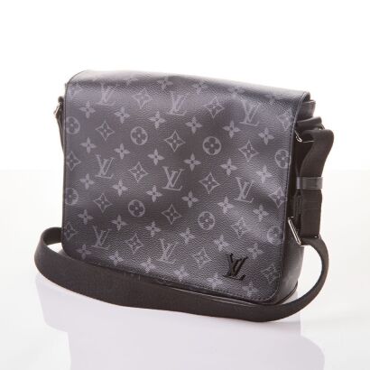 Louis Vuitton, Monogram District Messenger PM Eclipse Noir with Box
