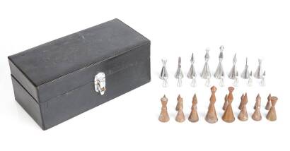 A Modern Design Chess Set with Turned Copper Stylish Chess Pieces