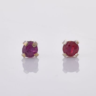 14ct White Gold, 3.0mm Ruby Stud Earrings