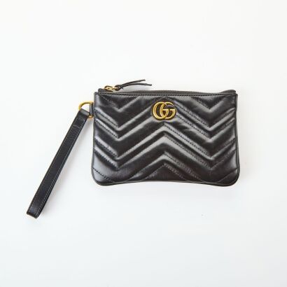 Gucci, Matelasse GG Marmont Black Wrist Wallet