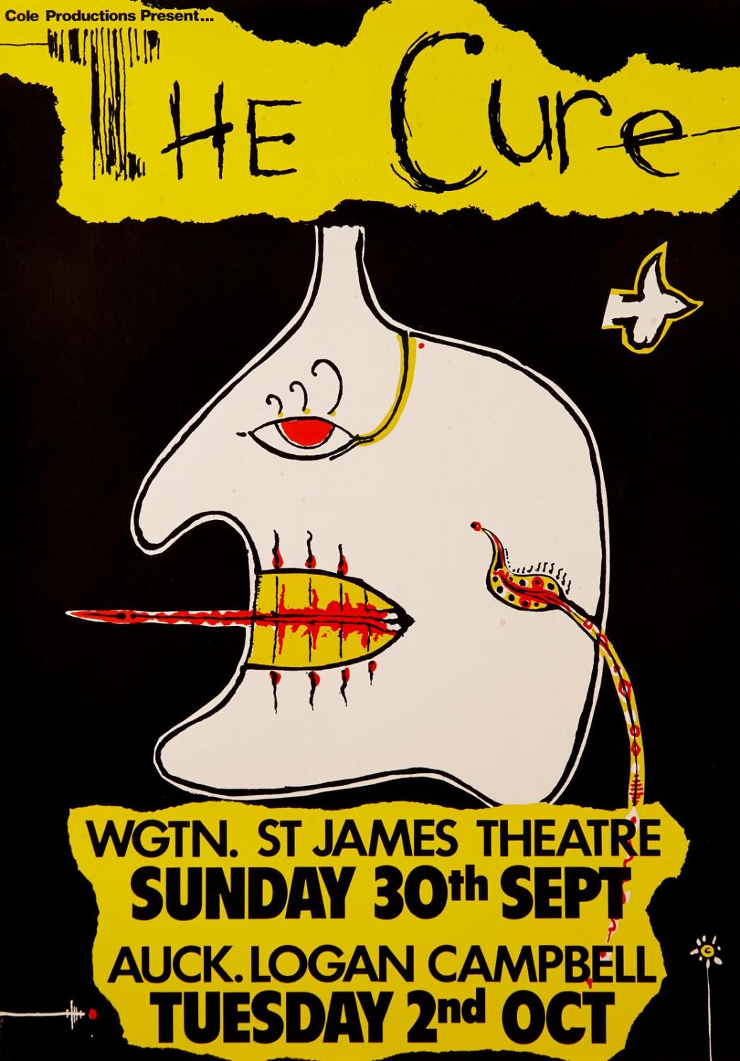The Cure The Top World Tour New Zealand Tour Poster 1984