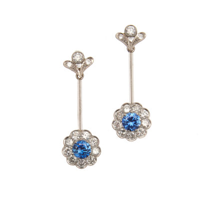 18ct White Gold Sapphire and Diamond Earrings