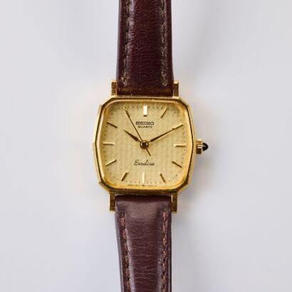 Gold Plated, Decagon Shaped, Seiko Exceline Ladies Quartz Wristwatch