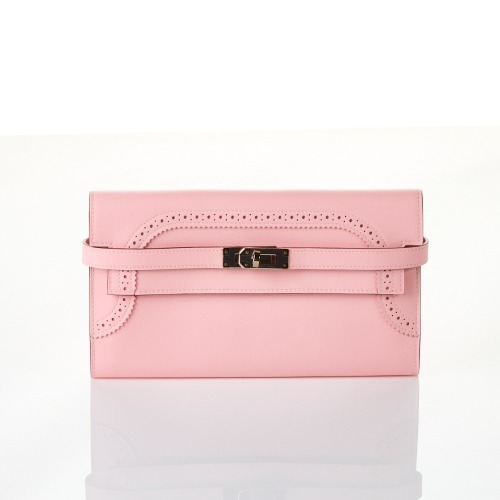 Herm&egrave;s, Rose Sakura Swift Ghillies Kelly Wallet - Near new