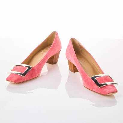Roger Vivier, Pink Suede Pumps, Size 36.5 with Box