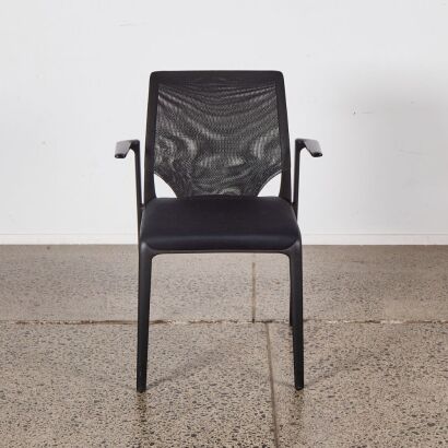 A Meda Slim Chair Black Mesh Back by Vitra