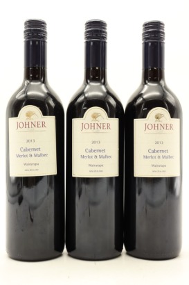 (3) 2013 Johner Estate Cabernet - Merlot - Malbec, Wairarapa