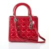 Christian Dior, Red Cannage, Quilted Patent Leather, Medium Lady Dior Bag