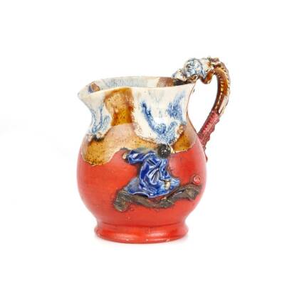 A Sumida Pottery Jug with Dragon Handle and Relief Figure of a Young Woman
