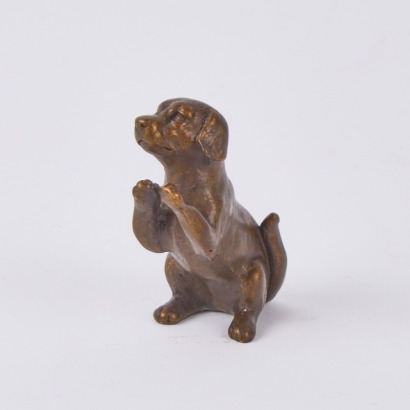 A Bronze Begging Puppy Dog Statue