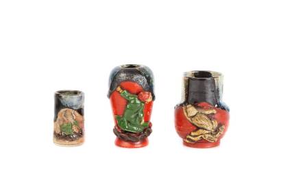 Three Small Sumida Pottery Export Vases