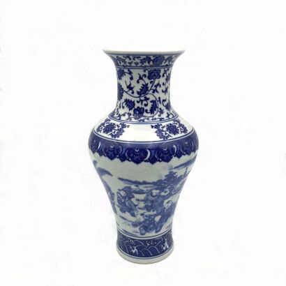 A Chinese Blue and White Vase decorated with playing kids scene