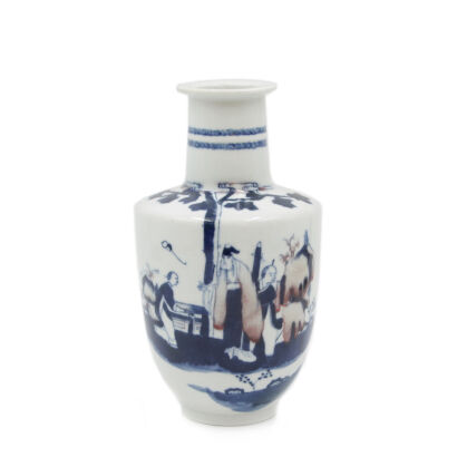 A Chinese Under-glaze Blue and Red Vase decorated with figures