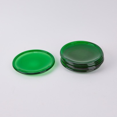 A Set of Six Green Glass Side Plates