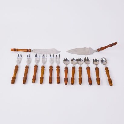 A Set of Wood Handled Cutlery