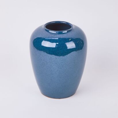 A large BROSTE Copenhagen Blue Ceramic Vase