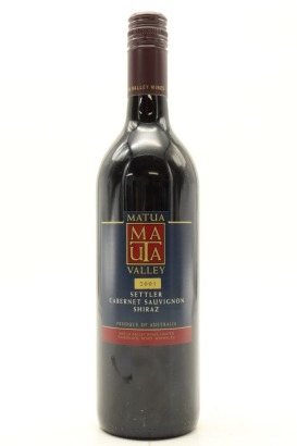 (1) 2001 Matua Valley Settler Cabernet Sauvignon Shiraz, Australia