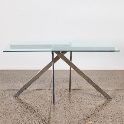 A Deluxe Mid-Century Chrome And Glass Console AF