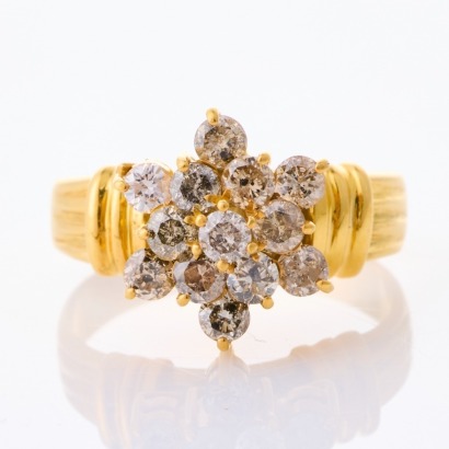 14ct Yellow Gold, .60ct Diamond Dress Ring