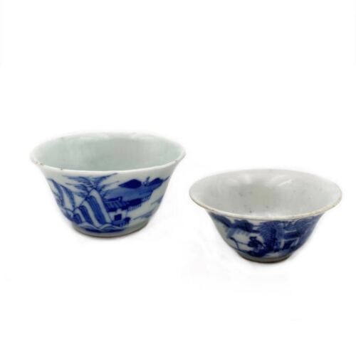 Two 18th Century Chinese Blue and White Cups