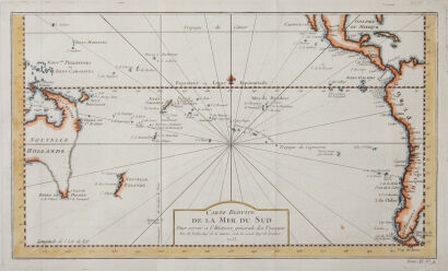 Jacques-Nicolas Bellin - Map of South Pacific Ocean