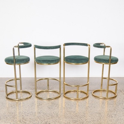 A Set of Four Tubular Bar Stools