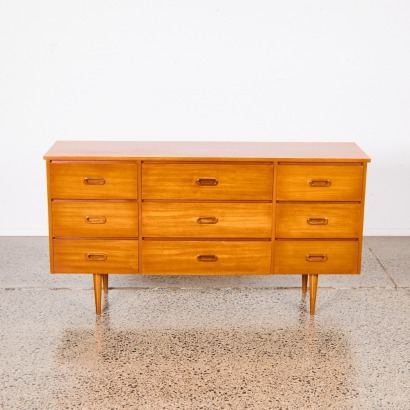 A Mid Century Nine-Drawer Lowboy