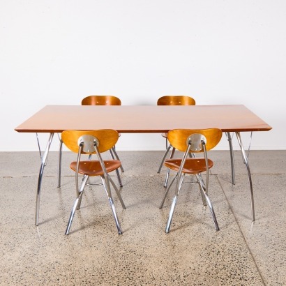 A Formed Ply & Chrome Dining Suite