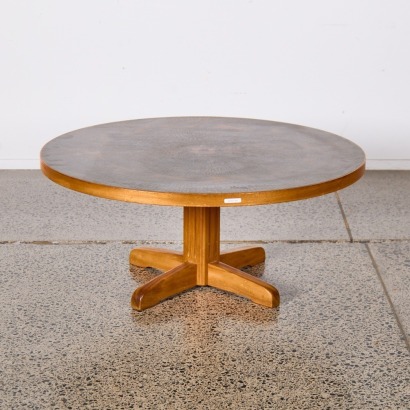 A Circular Copper Topped Retro Danske Mobler Coffee Table