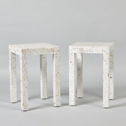 A Pair of Mother-Of-Pearl Inlaid Side Tables
