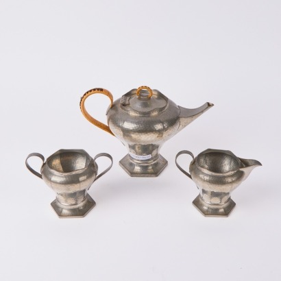 A Beaten Pewter Tea Set