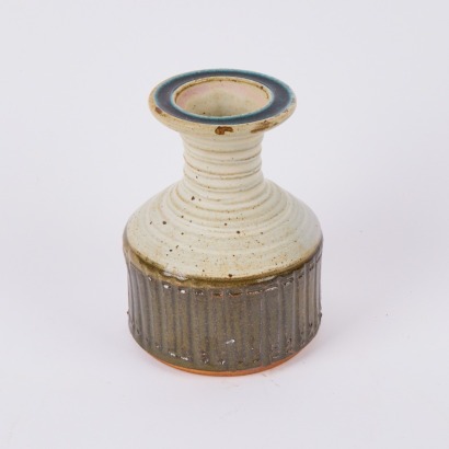 An Earthen Vase with a Teal Rim