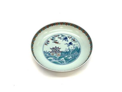 A Chinese Jingdezhen Doucai 'Sea, Cloud and Crane' Dish