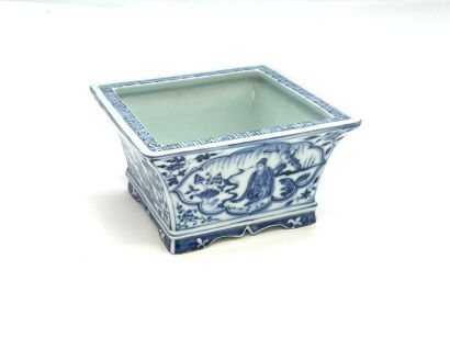 A Chinese Jingdezhen Blue and White 'Figures' Square Jardiniere