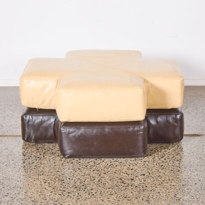 A Pair of Large Unique Leather Floor Cushions