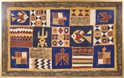 A Framed Decorative African Cloth