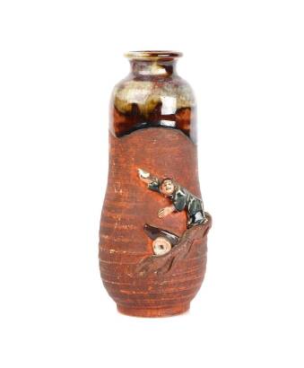 A Sumida Pottery Tapered Baluster Vase with Ribbed Body