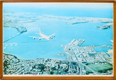 A Qantas Boeing Photo Over Auckland Harbour