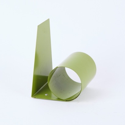 A Retro Metal Coil Bookend in Avocado Green