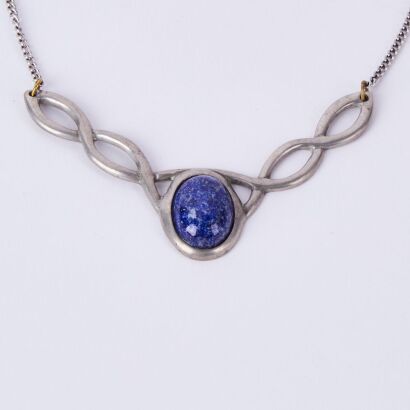 A Sterling Silver And Lapis Celtic Necklace