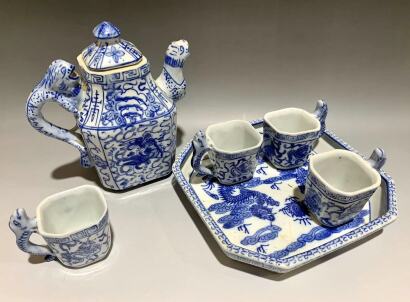 Chinese Blue and White 6 Pieces Tea Set