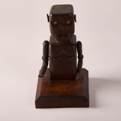 A Folk Art Wood Bust with Moving Arms