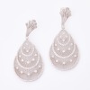 18ct White Gold, Large Drop, 1.33ct Diamond Set Filigree Earrings