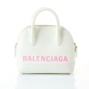Balenciaga, White / Pink Grained Calfskin XXS Ville Top Handle Bag
