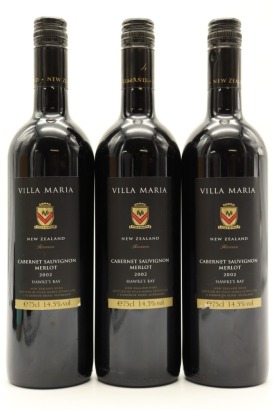 (3) 2002 Villa Maria Reserve Cabernet Sauvignon - Merlot, Gimblett Gravels [JR17] [BC95] &diams;