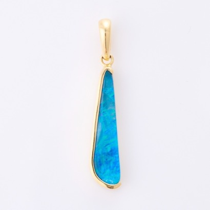 14ct Yellow Gold, Tear Drop Opal Doublet Pendant