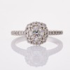 Partiridge, Platinum, Modern, .61ct Diamond / .43ct Diamond Halo Ring