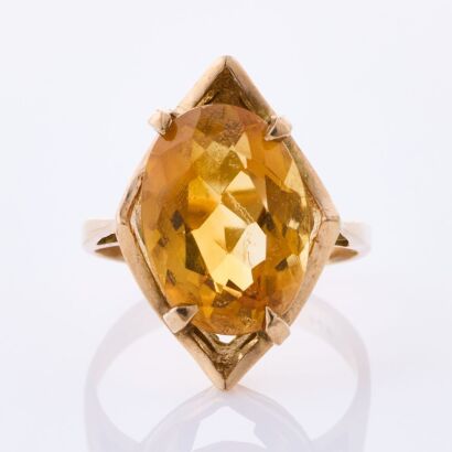 9ct Yellow Gold, Vintage, Oval Citrine Ring